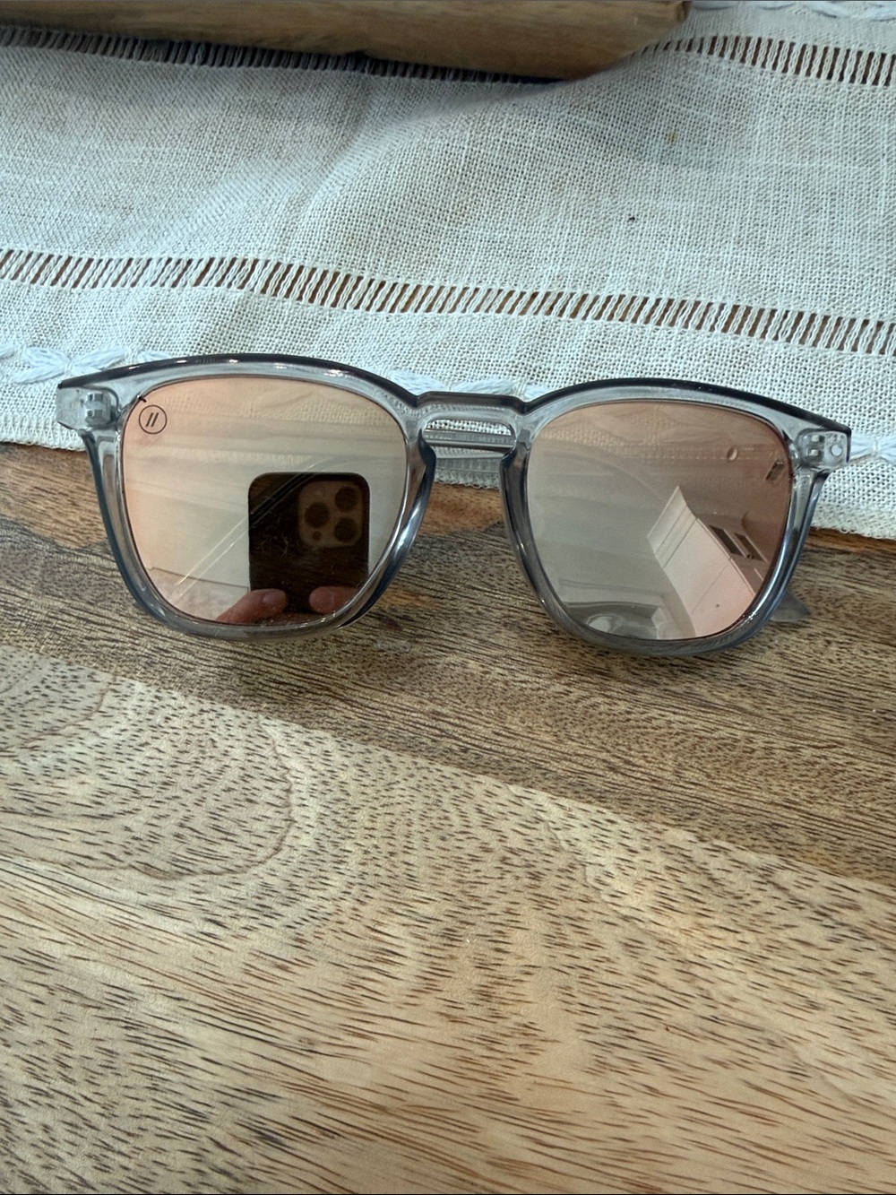 Clear Frame Sunglasses with Rose Gold Lenses - Women's Accessories